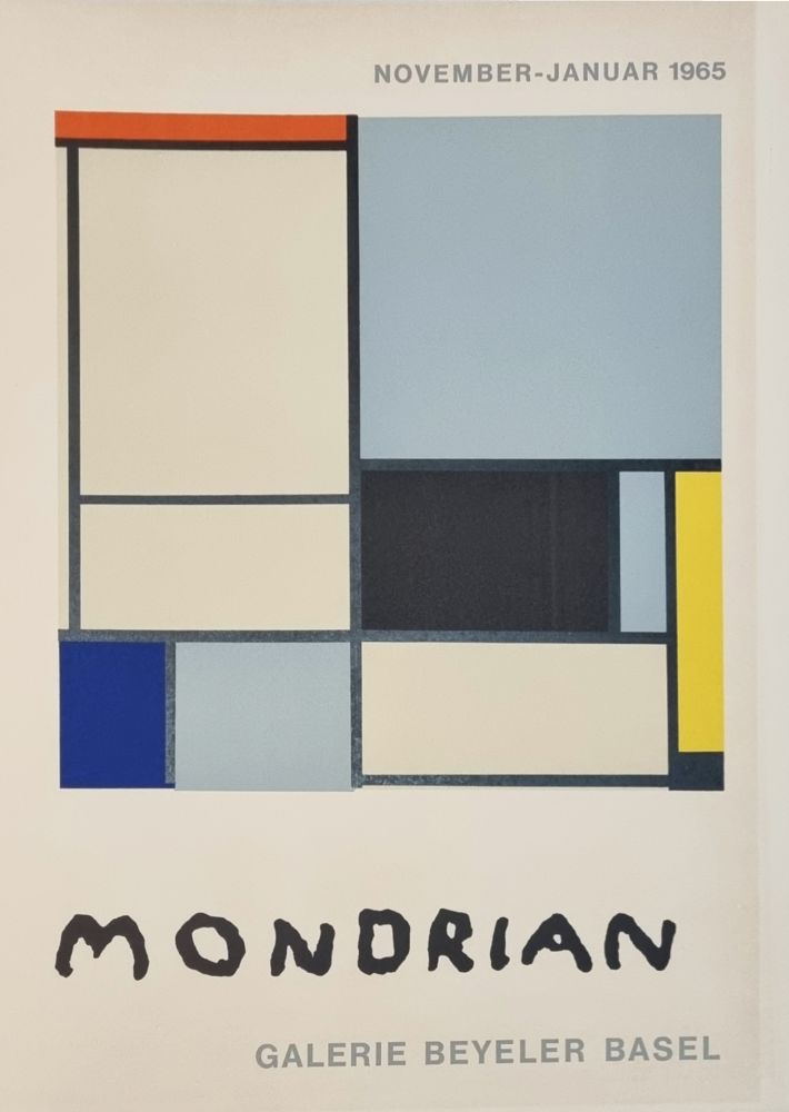 Litografía de Piet Mondrian Affiche Lithographie Galerie Beyeler en