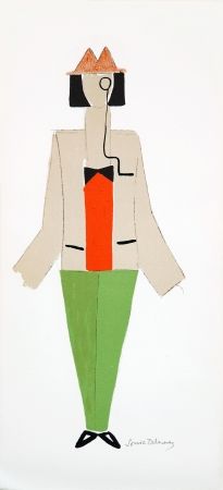 Litografía Delaunay - 1921 costume for Dada party in Paris