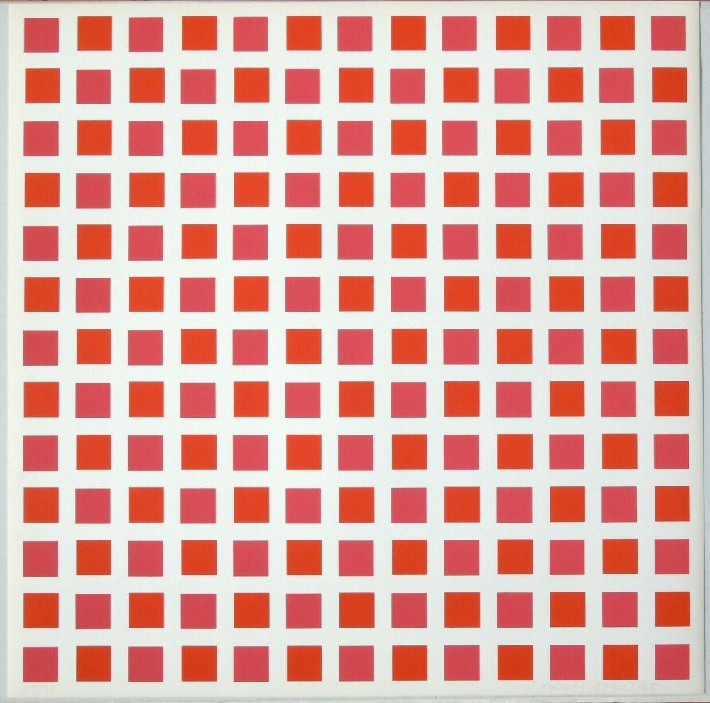Serigrafía Morellet - 1 carré rouge 1 carré orange