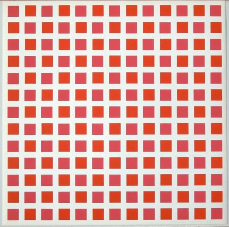 Serigrafía Morellet - 1 carré rouge 1 carré orange