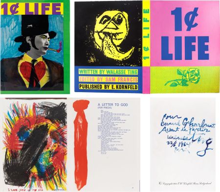 Libro Ilustrado Warhol - 1¢ LIFE (One Cent Life) by Walasse Ting. Exemplaire dédicacé au pinceau (1964)