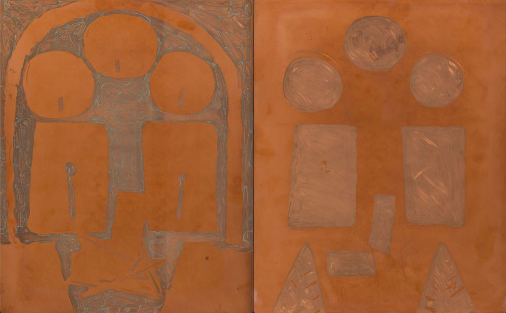 Aguafuerte Y Aguatinta Picasso - 2 Original copper plates & printers proof for Pablo Picasso- La Californie (Interieur Rouge)