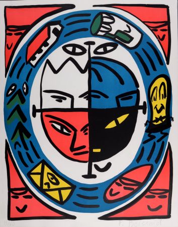 Litografía Boisrond - 4 faces, 1984 - Hand-signed