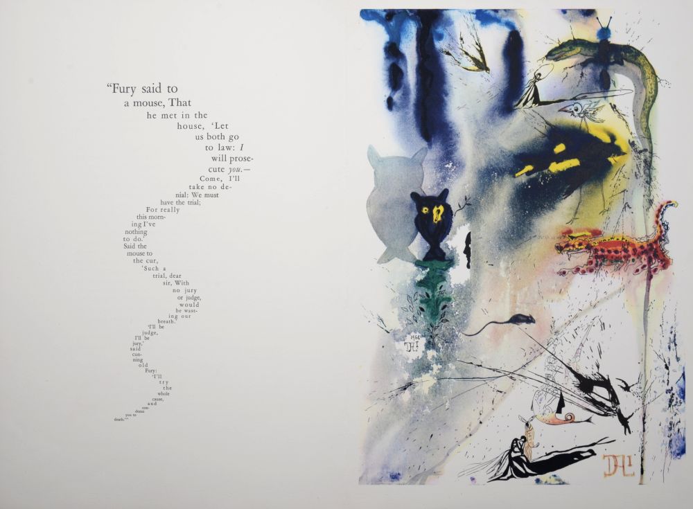 Heliograbado Dali - A caucus race and a long tale, Alice's Adventures in Wonderland, 1969