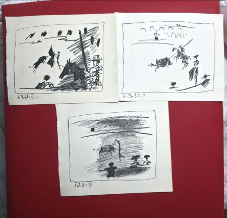 Litografía Picasso - A Los Toros Avec Picasso- 3 plates