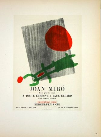 Litografía Miró - A Toute Epreuve de Paul Eluard