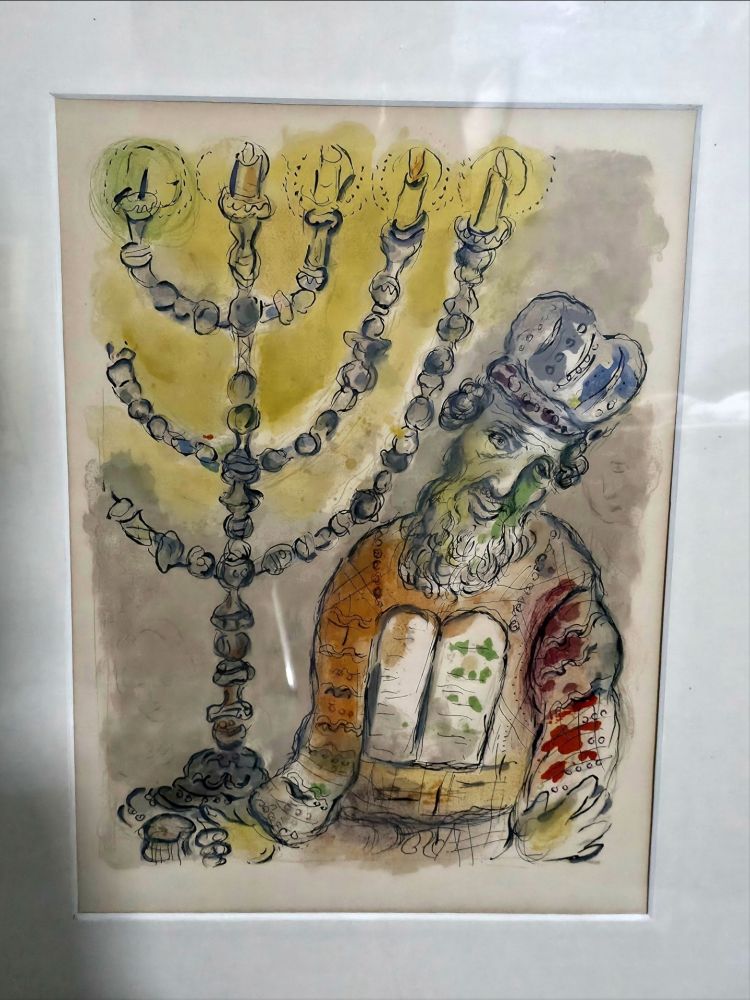 Litografía Chagall - Aaron and the Seven Branched Lampstand Story of Exodus 1966