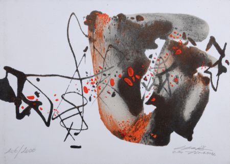 Litografía Chu Teh Chun  - Abstract Composition