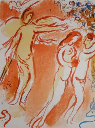 Litografía Chagall - Adam et Eve chassés du jardin d'Eden