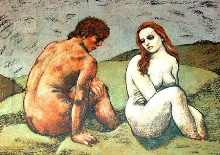 Litografía Messina - Adamo ed Eva