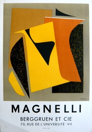 Litografía Magnelli - Affiche exposition galerie Berggruen Mourlot