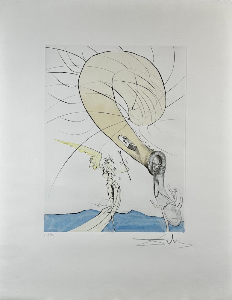 Grabado Dali - After 50 Years of Surrealism Freud with Snail-Head