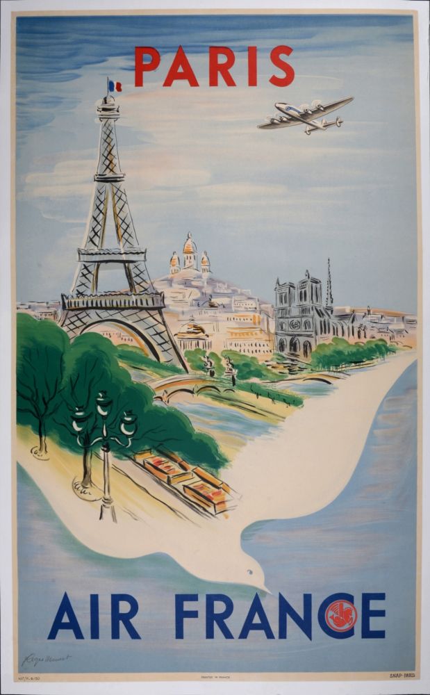 Litografía Manset - Air France Paris, vers 1950 - Hand-signed