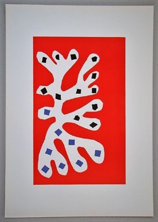 Litografía Matisse - Algue sur fond rouge 