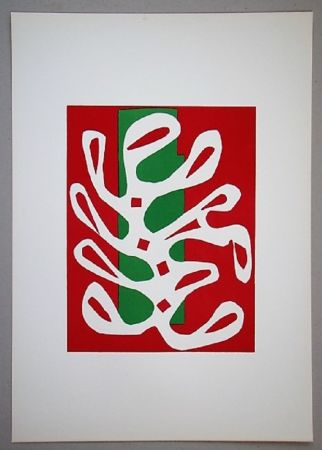Litografía Matisse - Algue sur fond rouge et vert