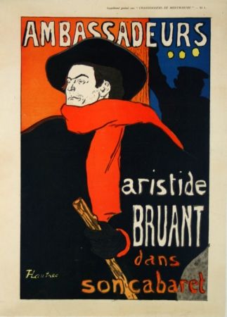 Litografía Toulouse-Lautrec -   Ambassadeurs  Aristide Bruant