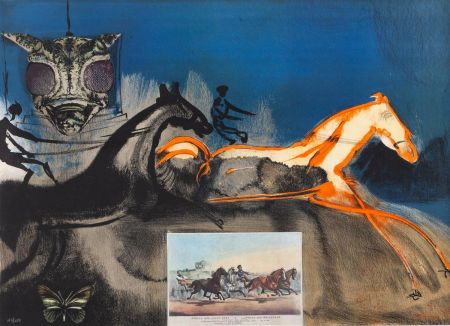 Litografía Dali - Amercian Trotting Horses, no. 2