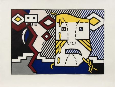 Grabado En Madera Lichtenstein - American Indian Theme V