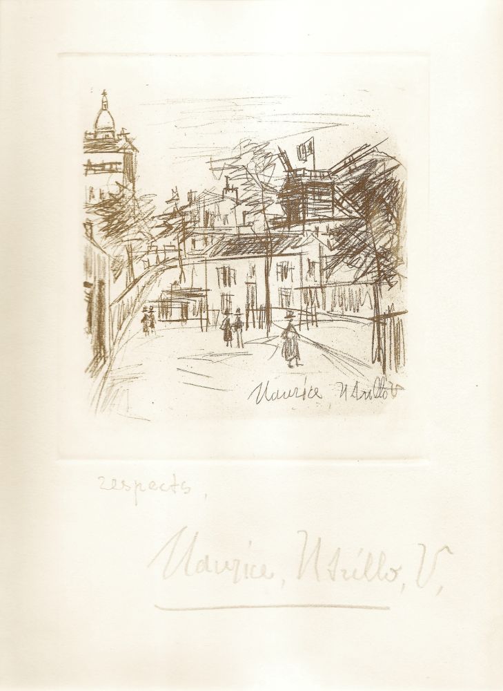 Grabado Utrillo -  Amitiés de Montmartre
