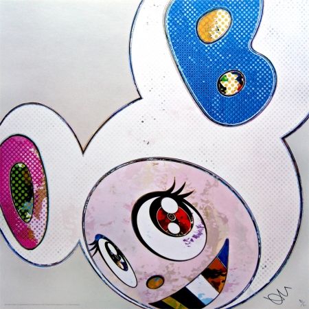 Litografía Murakami - And Then x6 (White: The superflat method, pink and blue ears)