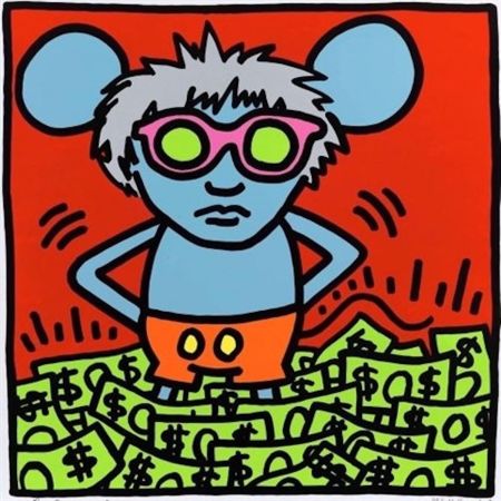 Serigrafía Warhol -  Andy Mouse (Dollar Bills)