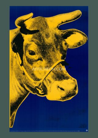 Litografía Warhol - Andy Warhol: 'Cow (Blue)' 1992 Offset-lithograph