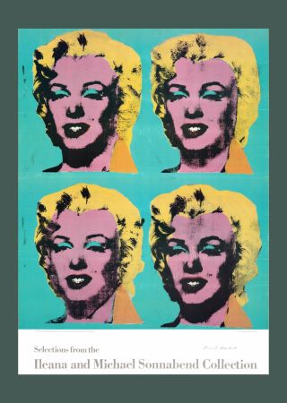 Litografía Warhol - Andy Warhol: 'Four Marilyns' 1985 Offset-lithograph (Hand-signed)