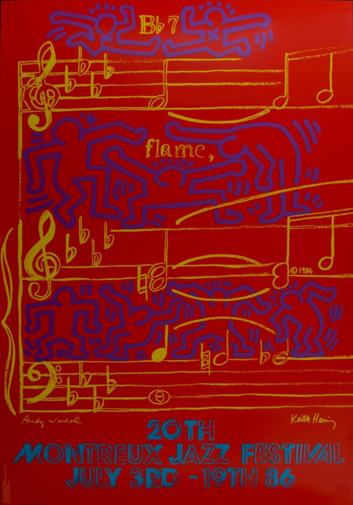 Serigrafía Haring - (& Andy Warhol) Montreux Jazz Festival, 1986