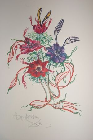 Litografía Dali - Anemone (surrealistic flowers)