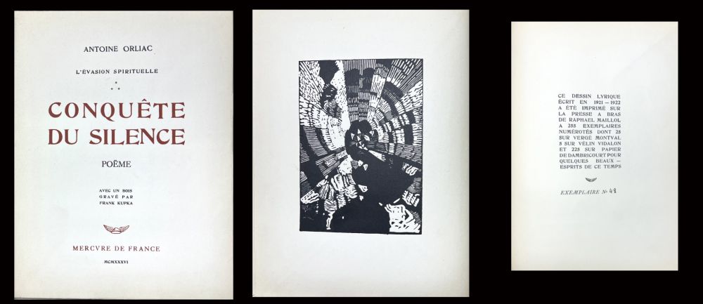 Libro Ilustrado Kupka - Antoine Orliac : CONQUÊTE DU SILENCE avec un bois gravé de Frank KUPKA (1936)