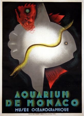 Litografía Carlu - Aquarium de Monaco