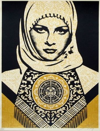 Serigrafía Fairey - Arab Woman (Gold)