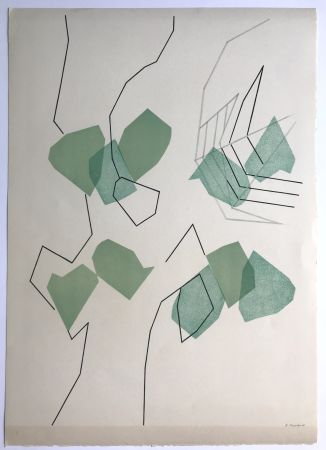 Litografía Beaudin - Arbre et feuilles I ( (feuilles évadées)