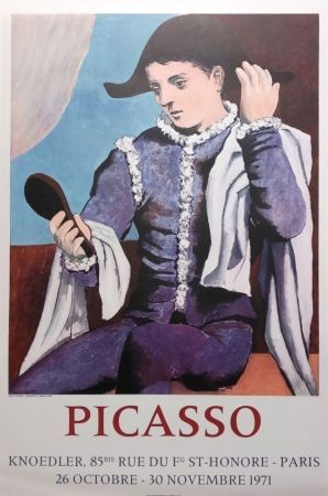 Cartel Picasso - Arlequin au miroir