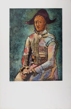 Litografía Picasso (After) - Arlequin (Le peintre Jacinto Salvado en Arlequin), 1964.