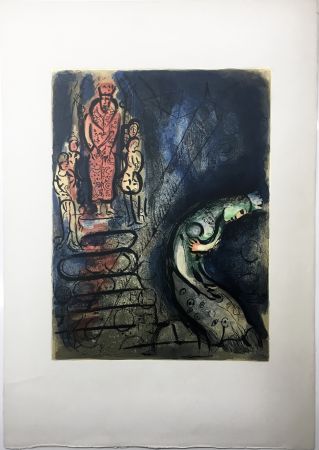 Litografía Chagall - ASSUÉRUS CHASSE VASTHI (Dessins pour la Bible, 1960)