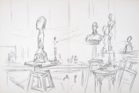 Litografía Giacometti - Atelier et sculptures, 1961