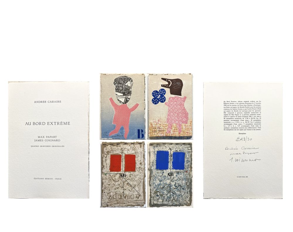 Libro Ilustrado Papart - AU BORD EXTRÊME. Quatre gravures signées de Max Papart et James Coignard (1983)