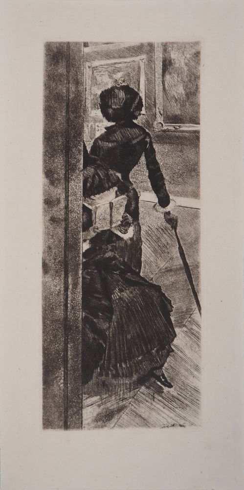 Grabado Degas - Au Louvre, la peinture, Mary Cassatt