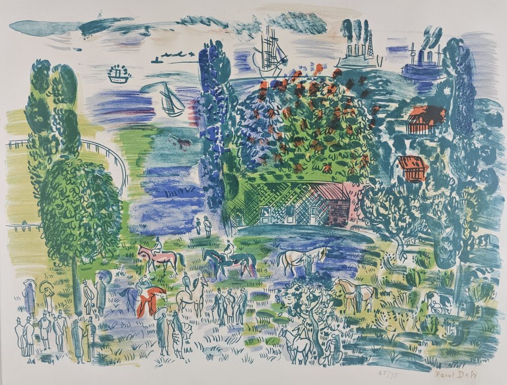 Litografía Dufy - Au Paddock