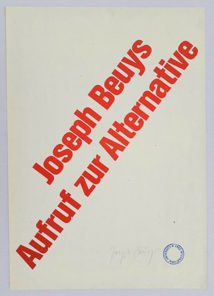 Litografía Beuys - Aufruf zur Alternative