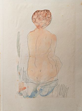 Litografía Rodin - Auguste RODIN, Nude 2, 1920, Twelve Watercolours of Auguste Rodin, 1920