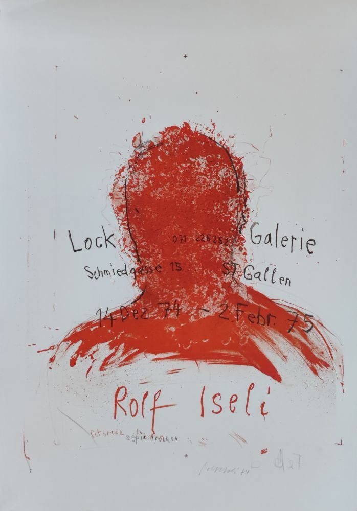 Litografía Iseli - Ausstellungsplakat Lock Galerie, St. Gallen, 14.12.1974-2.2.1975.