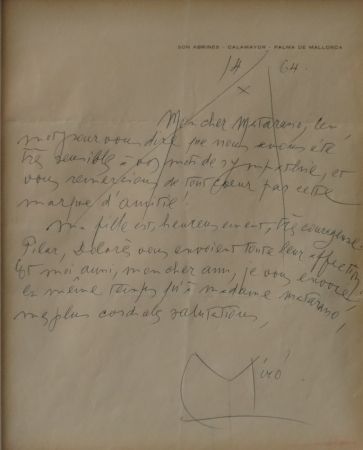 Sin Técnico Miró - Autographed letter