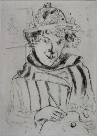 Punta Seca Chagall - Autoportrait au Chapeau Orné