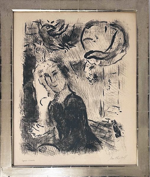 Litografía Chagall - Autoportrait au visage gris