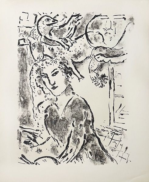 Litografía Chagall - Autoportrait à la fenêtre