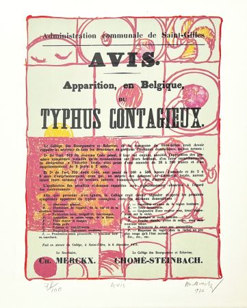 Litografía Alechinsky - Avis de typhus
