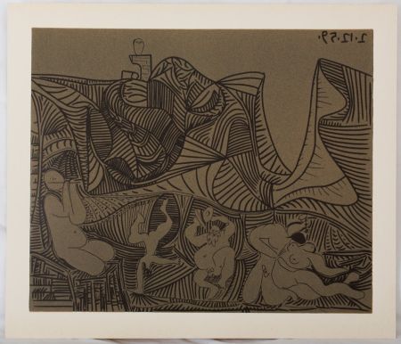 Linograbado Picasso - Bacchanale : Danse de nuit au hibou