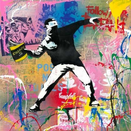 Serigrafía Mr Brainwash - Banksy Thrower, 2015